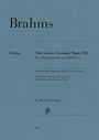 "Brahms, Vier ernste Gesänge Opus 121 für Singstimme und Klavier, G. Henle Verlag, blaues Cover."