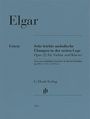 "Elgar, Sehr leichte melodische Übungen Opus 22 für Violine und Klavier, G. Henle Verlag." Grauer Hintergrund, minimalistisches Design.