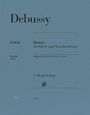 Debussy, Danse für Harfe und Streichorchester, Urtext von G. Henle Verlag, Partitur. Blaues Cover mit schlichtem Design.