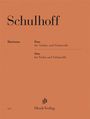"Schulhoff. Horizons. Duo für Violine und Violoncello. Duo for Violin and Violoncello. HenleVerlag. Logo unten."
