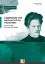 "23 geistliche und weihnachtliche Volkslieder" von Gustav Jenner, Porträt eines Mannes, grün-türkis-weißer Hintergrund.