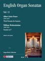 Text: "English Organ Sonatas Vol. 11." Sonaten von Albert Lister Peace und William Wolstenholme. Redaktion: Iain Quinn. Unten ein Orgelbild.