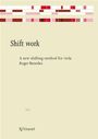 "Shift work: A new shifting method for viola. Roger Benedict." Oberer Rand: Abstrakte Farbbalken in Rot- und Beigetönen.