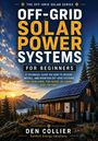 "Off-Grid Solar Power Systems For Beginners" steht oben. Ein Holzhaus mit Solarpanelen in einer Berglandschaft bei Sonnenuntergang.
