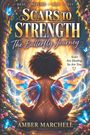 "Scars to Strength: The Butterfly Journey". Eine Person mit Schmetterlingsflügeln, umgeben von Natur und leuchtenden Farben.