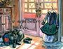 "The night before the feis." Taschen auf dem Boden, Tanzschuhe und ein verziertes Kleid zum Tanzen hängen an der Tür.