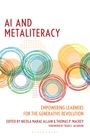 "AI and Metaliteracy", bunte kreisförmige Muster, blauer, orangefarbener, grüner und roter Text, "Bloomsbury".