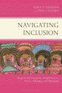 Text: "Navigating Inclusion" von Kelly P. Vaughan und Erin J. Hayden. Illustration: Bunte Figuren in traditioneller Kleidung.