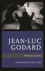 "JEAN-LUC GODARD, Philosopher/Insurgent, JONATHAN SCOTT LEE." Oben schwarz-weiß Bild: Silhouette vor liegender Person.