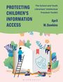 "Protecting Children's Information Access" oben links, mit einer Illustration von Menschen, die ein großes Buch erkunden.