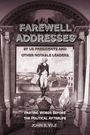 "FAREWELL ADDRESSES" oben. Illustration: Statue eines Mannes, historische Szene mit Schiffen und Flaggen.