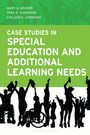 Oben stehen drei Namen. In der Mitte steht der Titel: "CASE STUDIES IN SPECIAL EDUCATION AND ADDITIONAL LEARNING NEEDS". Unten sind feiernde Silhouetten, darunter Menschen im Rollstuhl.