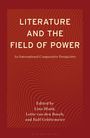 "LITERATURE AND THE FIELD OF POWER. An International Comparative Perspective. Edited by Lina Blank, Lotte van den Bosch und Ralf Grüttemeier." Rote wellenartige Muster auf rotem Hintergrund.