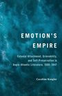 Titel: "Emotion's Empire." Autorin: Caroline Koegler. Hintergrund: Blau mit strukturierten Mustern.