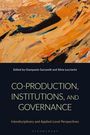 "Co-Production, Institutions, and Governance" von Giampaolo Garzarelli und Silvia Lucciarini. Abstrakte Malerei mit warmen Farben.