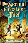 "The Second Greatest Thief", Christine Cohen. Zwei Figuren balancieren über einer Stadt auf einem Seil, umgeben von Uhrwerken.
