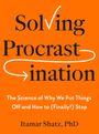 "Solving Procrastination" steht in großer Schrift auf orangefarbenem Hintergrund, begleitet von einem Häkchen und Pfeil.