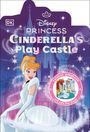 "PRINCESS CINDERELLA’S Play Castle. Illustration von Cinderella vor einem märchenhaften Schloss."