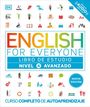 „ENGLISH FOR EVERYONE, LIBRO DE ESTUDIO, NIVEL 4 AVANZADO“. Bunte Symbole und Grafiken darunter.