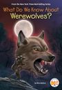 "What Do We Know About Werewolves?" Illustration eines Wolfes mit geöffnetem Maul vor einem Vollmond.