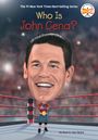 „Who Is John Cena?“ oben, Name des Autors unten. Illustration: Riesiger Kopf von John Cena über einem Wrestlerkörper im Ring.