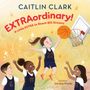 Titel: "EXTRAordinary! A Little EXTRA to Reach BIG Dreams".  
Kinder spielen Basketball, fröhlich unter Sternen.
