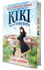 Text: "Kiki's Delivery Service Book 3: Kiki and the Other Witch" von Eiko Kadono. Illustration: Mädchen gießt Pflanzen. Schwarze Katze.