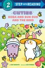Oben: "STEP INTO READING 2". Titel: "CUTIES BOBA AND BUN BUN AND THE BEES". Illustrierte Figuren: Getränk und Hase in einer Blumenwiese.