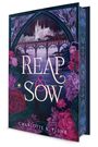 „REAP & SOW, Charlotte B. Plumb.“ Eine mystische Illustration mit Blumen, einer Schlange und einer gotischen Kathedrale.