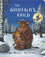 "The Gruffalo's Child", Logo mit Hexe auf Besen, Winterlandschaft mit zwei pelzigen Wesen, Bäume, Schnee, Schneemann.