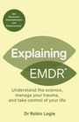 Zwei grüne Blätter, Text: "Explaining EMDR". Weitere Texte oben und unten, unten Dr. Robin Logie. Heller Hintergrund.