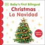 "Baby's First Bilingual Christmas La Navidad", weihnachtlich dekorierter Baum, rot-goldene Kugeln.
