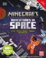 Text: "Minecraft Adventures in Space", "60+ Real-World Builds." Raumfahrt-Illustration im Minecraft-Stil mit Astronaut.