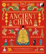 Text: "Ancient China. From Incredible Inventions to Dragons and Dynasties." Illustration mit Drachen, Kriegern und Symbolen Chinas.