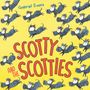 „Scotty and the Scotties“ von Gabriel Evans. Illustration vieler kleiner, springender Hunde auf gelbem Hintergrund.
