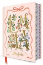 "EMMA" und "Jane Austen" sind in floraler Gestaltung auf einem Buchcover. Pastelltöne, Früchte und Blumen zieren das Design.