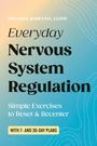 Text: "Melissa Romano, LGSW. Everyday Nervous System Regulation. Simple Exercises to Reset & Recenter. With 7- and 30-Day Plans." Hintergrund in Blau- und Gelbtönen mit Linienmuster.