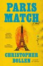 Titel: "PARIS MATCH", Autor: Christopher Bollen. Illustration: Eiffelturm über rotem Fingerabdruck auf gelbem Hintergrund.