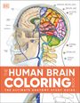 "The Human Brain Coloring Book: The Ultimate Anatomy Study Guide" steht zentral. Eine Illustration des menschlichen Gehirns.