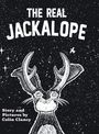 „THE REAL JACKALOPE“. Skizzenhaftes Kaninchen mit Geweih auf sternenübersätem Hintergrund. Unten: „Story and Pictures by Colin Clancy“.