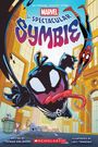 "The Spectacular Symbi" ist der Titel einer Marvel-Illustration mit einem schwarzen Wesen und einem roten, maskierten Helden in der Stadt.