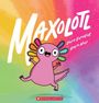 "Maxolotl" von Laura Sieveking und Katie Abey. Ein rosa Axolotl vor einem regenbogenfarbenen Hintergrund.