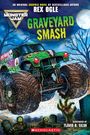 Text: "Monster Jam", "Rex Ogle", "Graveyard Smash", "Scholastic", "flavio b. silva." Farbiges Monstertruck-Cover mit Zombies.