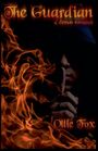"The Guardian: a demon romance" von Ollie Fox. Illustration mit Flammen und einer Person, die einen Finger vor den Mund hält.