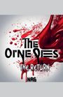 "The Ones, The Return, NRG" in fetter, stilisierter Schrift mit roten Farbspritzern und -tropfen gestaltet.