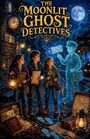 Das Logo zeigt: "The Moonlit Ghost Detectives". Drei Kinder mit Laterne und Lupe stehen vor einem Geisterlokführer.