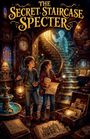 "THE SECRET STAIRCASE SPECTER" steht oben. Zwei Kinder mit Karten und einer Lampe schauen eine geisterhafte Gestalt an.