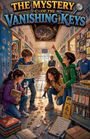 "The Mystery of the Vanishing Keys". Kinder erforschen einen Flur mit Detektivbuch, Karte und Hinweise.