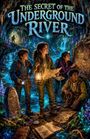 "The Secret of the Underground River": Vier Kinder in Höhle mit Karte und Laterne, umgeben von leuchtenden Kristallen und Felszeichnungen.