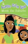 "The Little City Girl Meets the Suburbs" in verspielter Schrift. Illustration: Zwei Personen in einer städtischen Szene.
